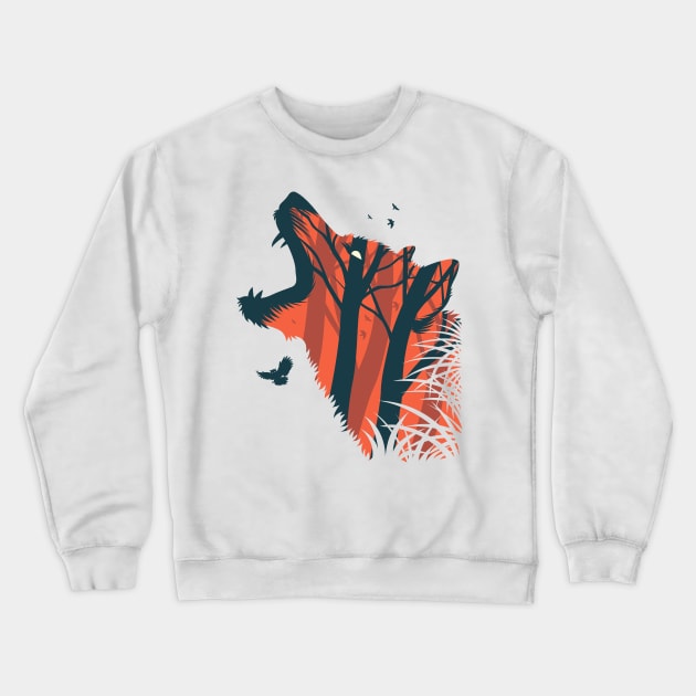 Orange Wolf Crewneck Sweatshirt by albertocubatas